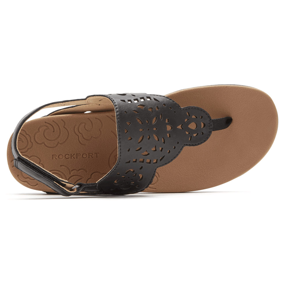 Rockport Womens Ridge Circle Cutout Thong - Sandals Black - OPQ857349